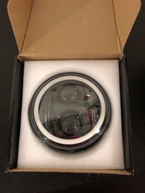 Photo 2 of 5-3/4 5.75 Motorcycle LED Headlight Compatible with Harley Davidson Dyna Street Bob Iron 883 Sportster Super Wide Glide Low Rider Night Rod Softail Custom Indian Scout Triumph Headlamp-Red