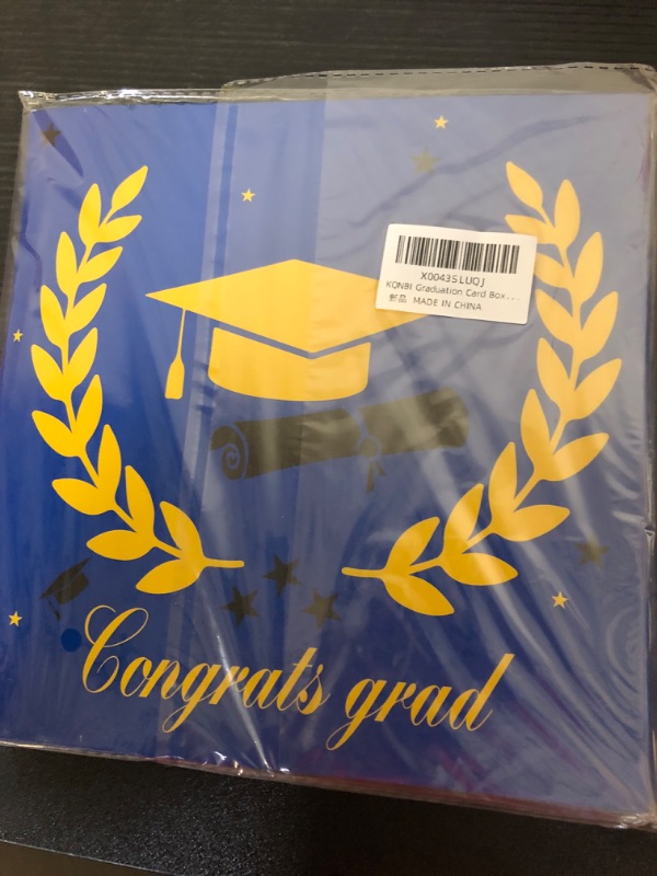 Photo 1 of Graduation Card Box, Graduation Party Decorations 2024, Card Boxes for Graduation 2024, Graduation Box Holder, Grad Box for Gift and Cards, Card Box for Graduation Party Supplies Party Favors, Blue