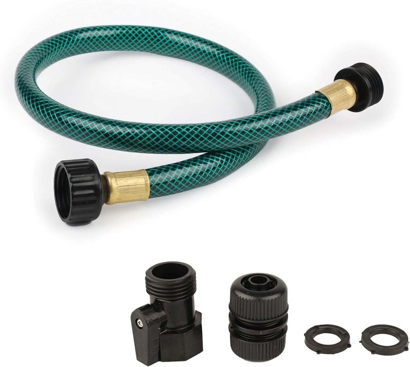 Photo 1 of 1/2" PVC Outdoor Garden Hose for Lawns, Boat Hose, Flexible and Durable,No Leaking, GHT Fitting for Household (2FT, Green)
 