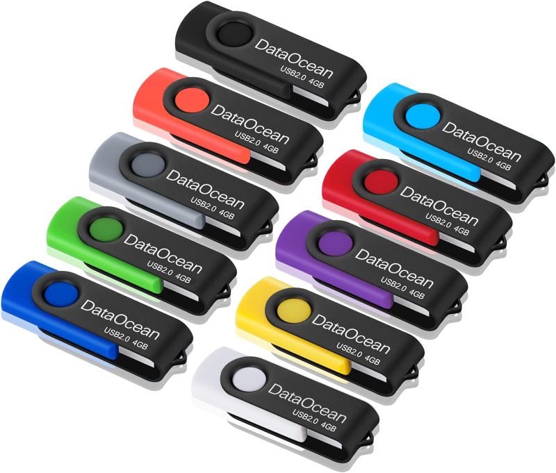 Photo 1 of 10 Pack DataOcean 4GB USB 2.0 Flash Drive Memory Stick Thumb Drives (4GB X 10 Mixed Colors)
