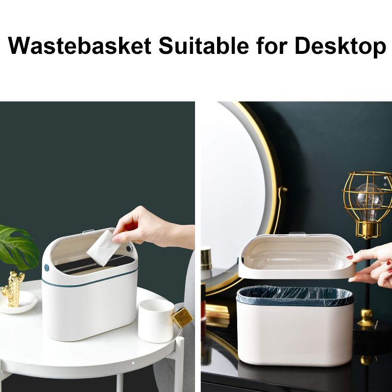 Photo 1 of  Desktop Trash Can with Lid, Mini Trash Can for Desk, Small Office Countertop Garbage Can, Mountable Tiny Wastebasket for RV, Dorm, Freezer, Laundry and More 