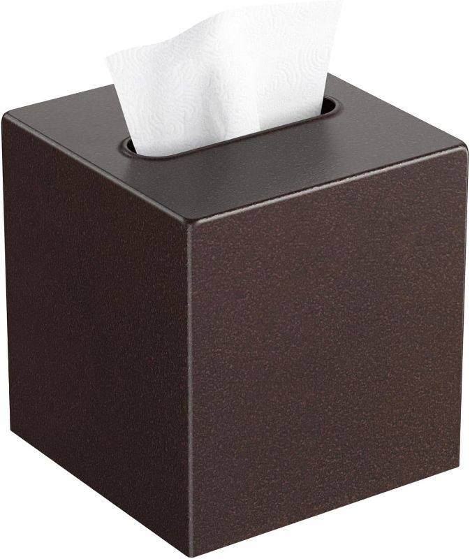 Photo 1 of  Metal Tissue Box Cover, Square Tissue Box Holder Modern Decor Facial Napkin Holder Tissue Box Dispenser for Bathroom Vanity Countertop, Living Room, Bedroom, Office 