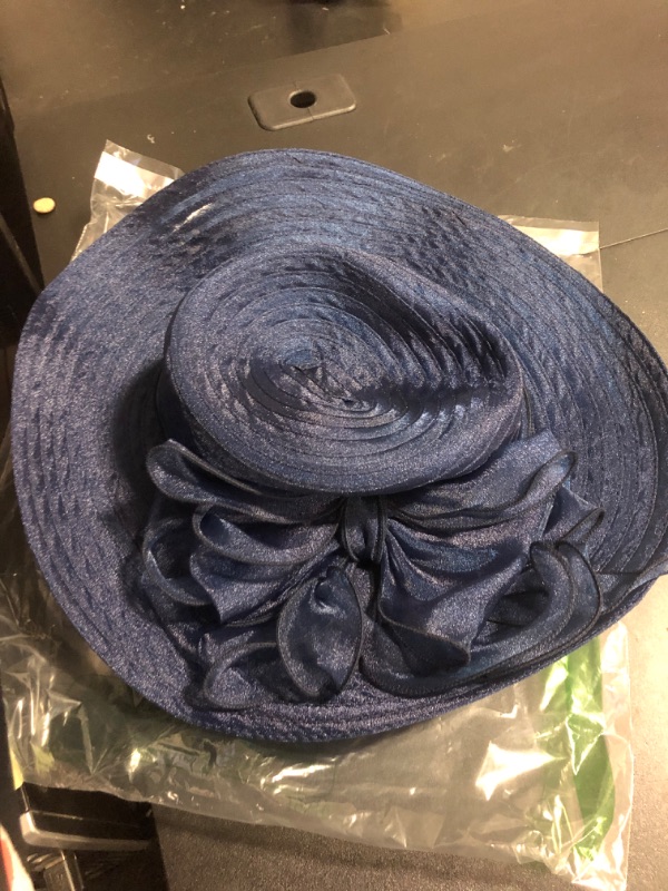 Photo 1 of -Navy Blue Hat with ribbon
