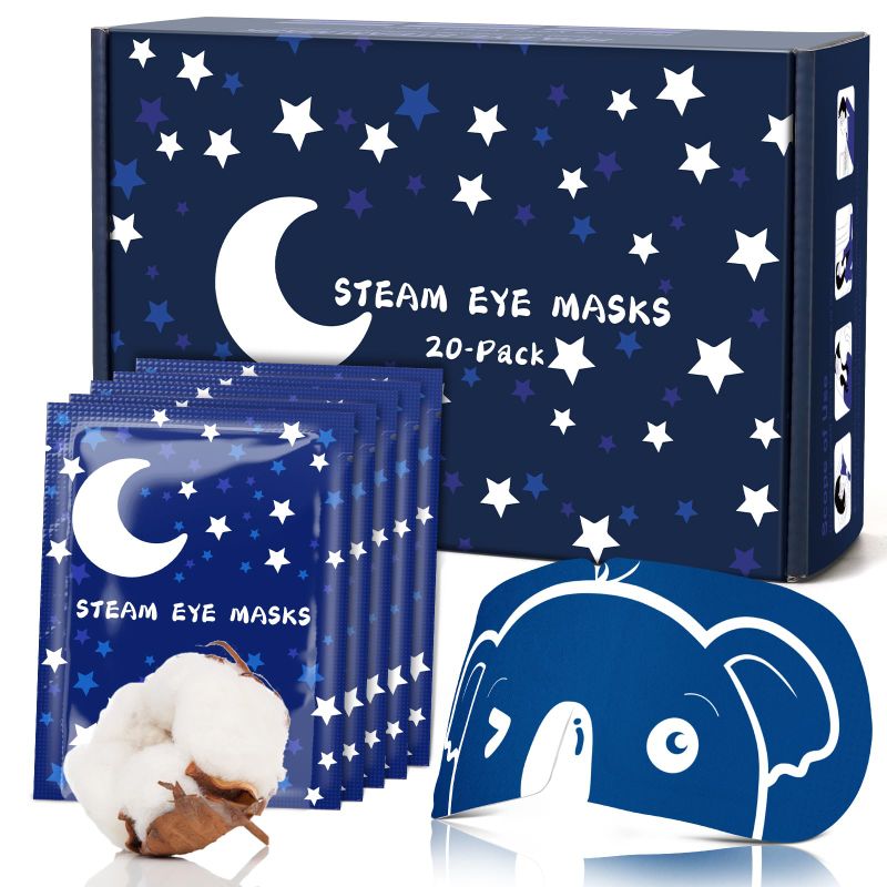 Photo 1 of 20 Pcs Men's Steam Eye Mask for Dry Eyes, Spa Warm Eye Mask, Heated Sleep Mask for Dark Circles, Puffy Eyes, Plane Travel Essentials, Sleep gift set for Men|Teacher|Dad|Boyfriend|Family(Unscented) 