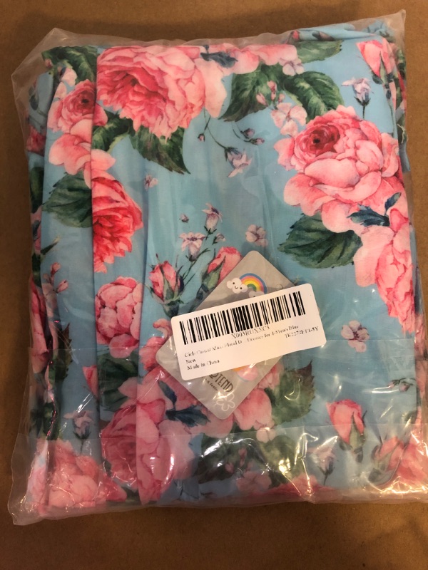 Photo 2 of 4/5Y---Girls Casual Maxi Floral Dress Short Sleeve Holiday Backless Dresses for 4-5Years Blue Flower