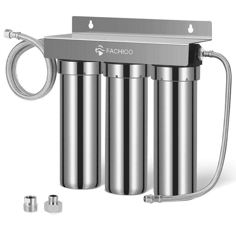 Photo 1 of 0.01?m Ultra-Filtration Under-Sink Water Filter System, Stainless Steel Water Filter for Sink, Remove 99.99% of Chlorine, Odor & Bad Taste, Direct Connect to Kitchen Faucet (3 Filter Included)
