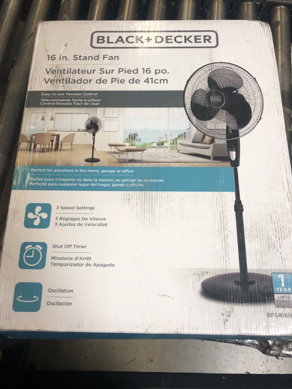 Photo 3 of BLACK+DECKER 16 Inches Stand Fan with Remote Black 16"