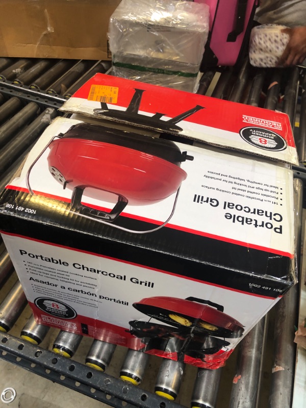 Photo 3 of 14 in. Portable Charcoal Grill in Red