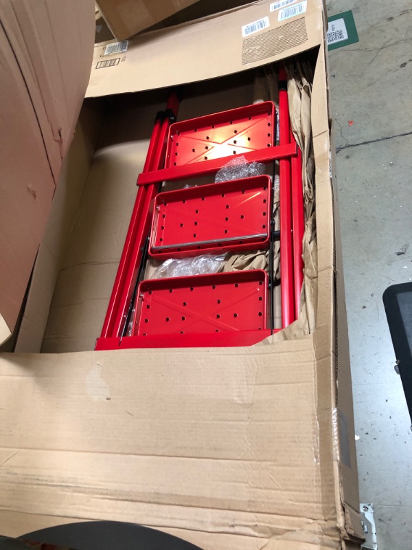 Photo 1 of 3 Step Ladder, 3 Step Ladder Folding Step Stool with Hand Grip Anti-Slip?Portable & Collapsible Steel Stepladder and Wide Pedal for Home and Courtyard, Red.

