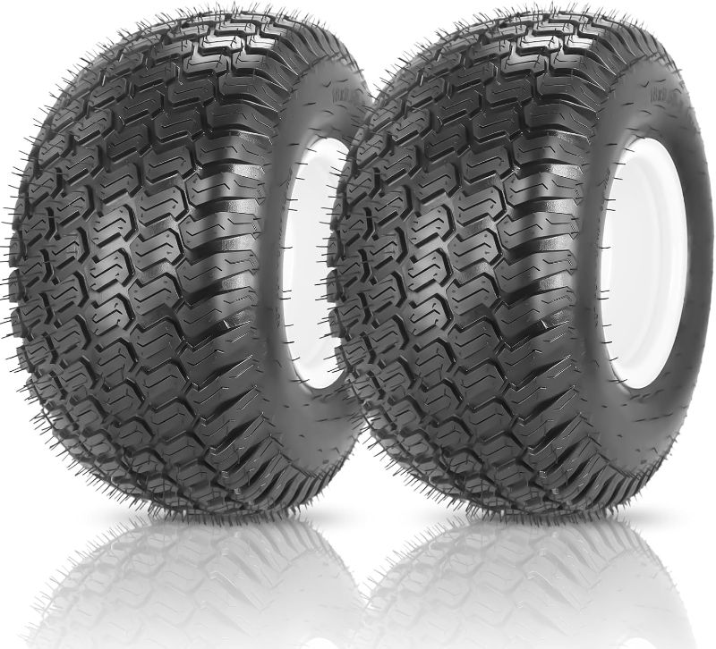 Photo 1 of 18x9.50-8" Lawn Mower Tires Tractor Turf Tire with Rim,4 Ply Tubeless,2.83” Center Bore for Golf Carts, Riding Lawn Mowers,Utility Vehicles (18X9.50-8-Tubeless with Rim)
