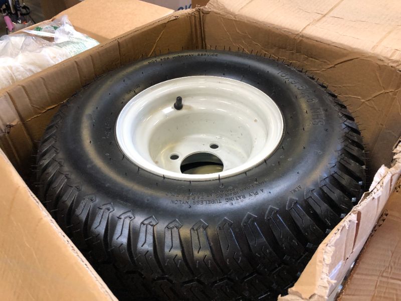 Photo 2 of 18x9.50-8" Lawn Mower Tires Tractor Turf Tire with Rim,4 Ply Tubeless,2.83” Center Bore for Golf Carts, Riding Lawn Mowers,Utility Vehicles (18X9.50-8-Tubeless with Rim)
