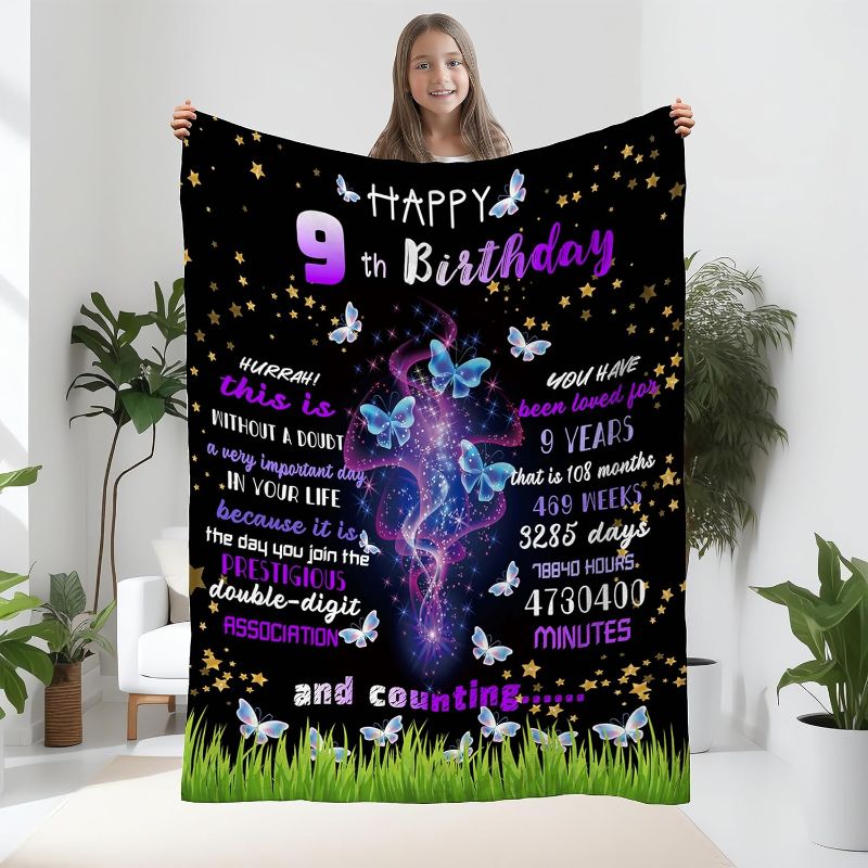 Photo 1 of Blanket Gift for 9 Year Old Girl-9 Year Old Girl Gifts,Birthday Gifts for 9 Year Old Girls-9th Birthday Decorations for Girl,Best Gifts for 9 Year Old Girl-Girl Gifts Age 9 (9TH-Bday)
