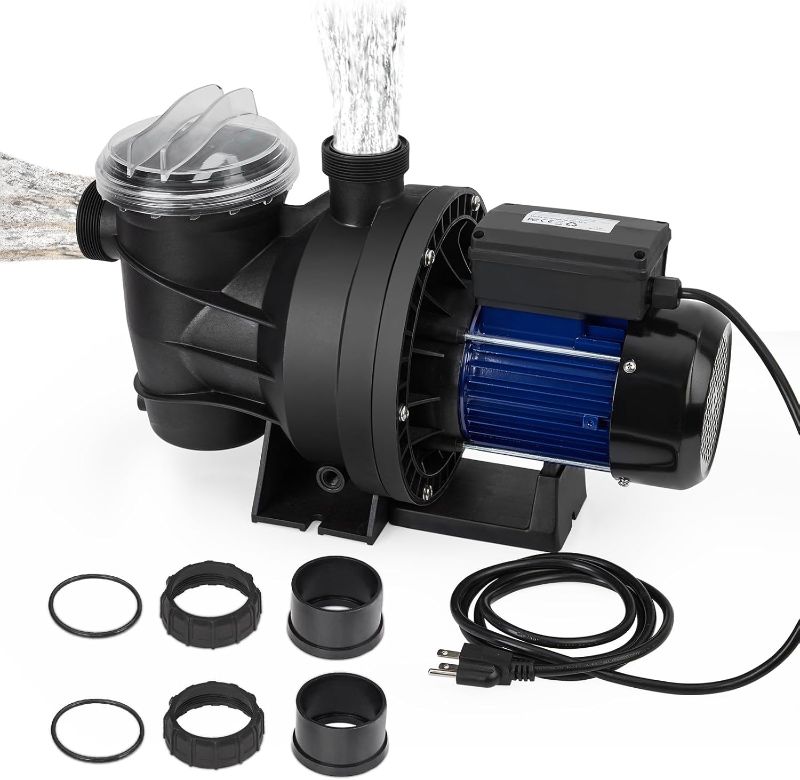 Photo 1 of 1.6HP In/Above Ground Single Speed Pool Pump, 1200W/115V, 6075GPH, High Flow, Powerful Self Primming Swimming Pool Pumps with Filter Basket, Low Noise
