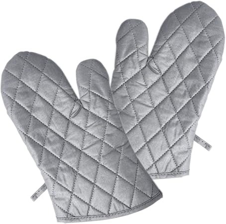 Photo 2 of 1 Pair Oven Glove Thicken Oven Gloves Oven Gloves Pot Rack Thicken Silver Kitchen Cooking Gloves Kitchen Mitts