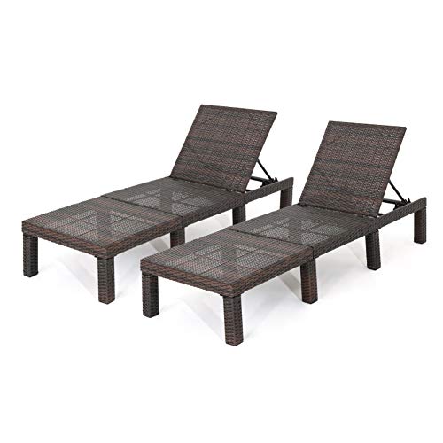 Photo 1 of Christopher Knight Home Jamaica Outdoor Wicker Chaise Lounges without Cushions, 2-Pcs Set, Multibrown
