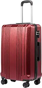 Photo 1 of Coolife Luggage Suitcase PC+ABS with TSA Lock Spinner Carry on Hardshell Lightweight 20in 24in 28in (wine red, S(20in_carry on))
