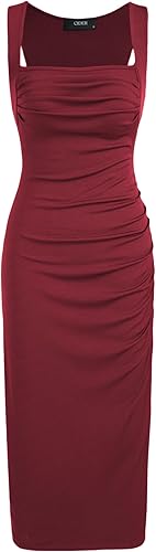 Photo 1 of 
CIDER Women's Summer Dresses 2024 - Solid Square Neck Ruched Sleeveless Midi Dress: Red, XLCIDER Women's Summer Dresses 2024 - Solid Square Neck Ruched Sleeveless Midi Dress: Red, XL
