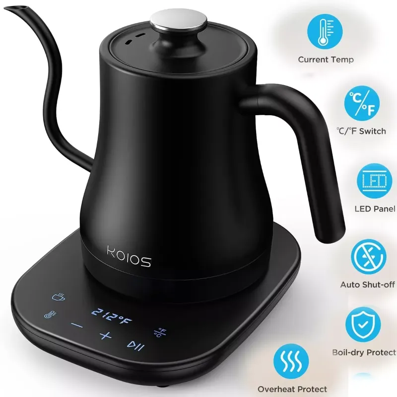 Photo 1 of 1200W Electric Gooseneck Kettle Pot Hot Water Fast Boil Stainless Steel 0.8L
