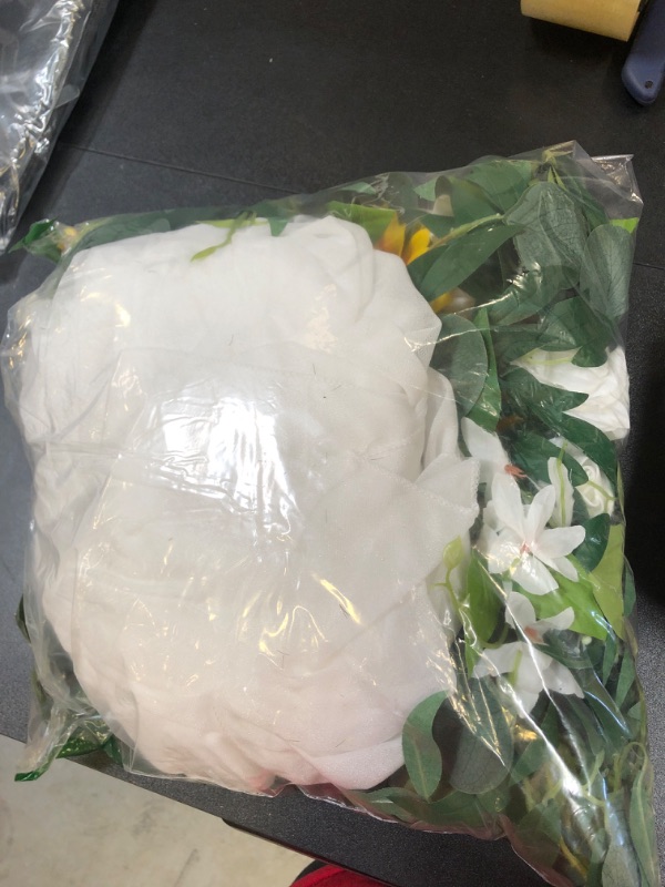 Photo 1 of Artificial Wedding Arch Flowers Kit, 2 Pcs Floral Arrangement, 1 Pcs Fabric Drap, for Wedding Ceremony Bouquets and Reception Backdrop Decoration,DIY Garden Craft Art Decoration Blush WHITE 