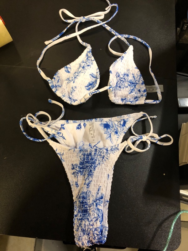 Photo 1 of 2 PCS BATHING SUIT BLUE/WHITE SMALL