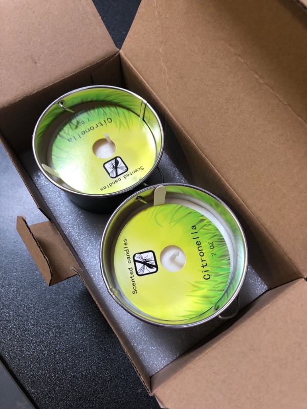 Photo 1 of 2 Pack Citronella Candles - Garden Citronella Scented Candles Outdoors, Up to 60 Hours Burning, Natural Soy Wax, Portable Jar Candle Gift Sets for Home Patio Yard Indoors, Balcony, Camping