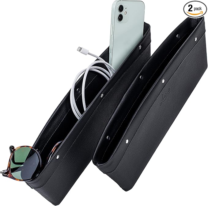 Photo 1 of Lusso Gear Car Seat Gap Filler and Organizer (2 Pack) - Gap Filler & Storage Between Seats - Universal Fit, Vegan Leather - Holds Phone, Keys, Glasses
