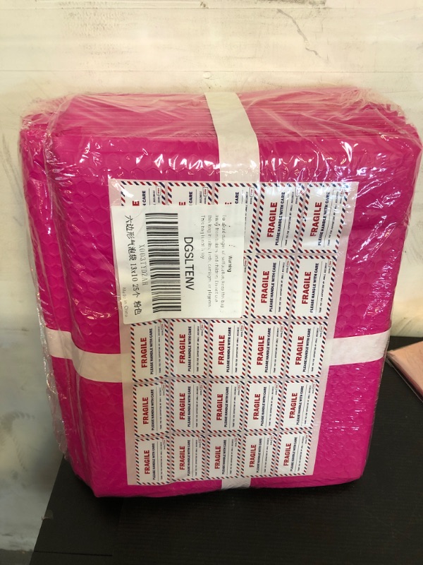 Photo 2 of 13x10" Side-Opening Pink Hexagon Bubble Mailers (25-Pack)