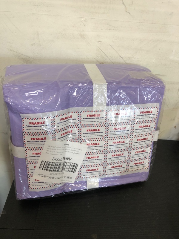 Photo 2 of 12x9" Side-Opening Purple Hexagon Bubble Mailers (25-Pack)