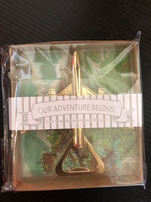 Photo 1 of  Airplane Bottle Opener Wedding Party Favor for Guests Let the Adventure Begin Antique Beer Bottle Opener 