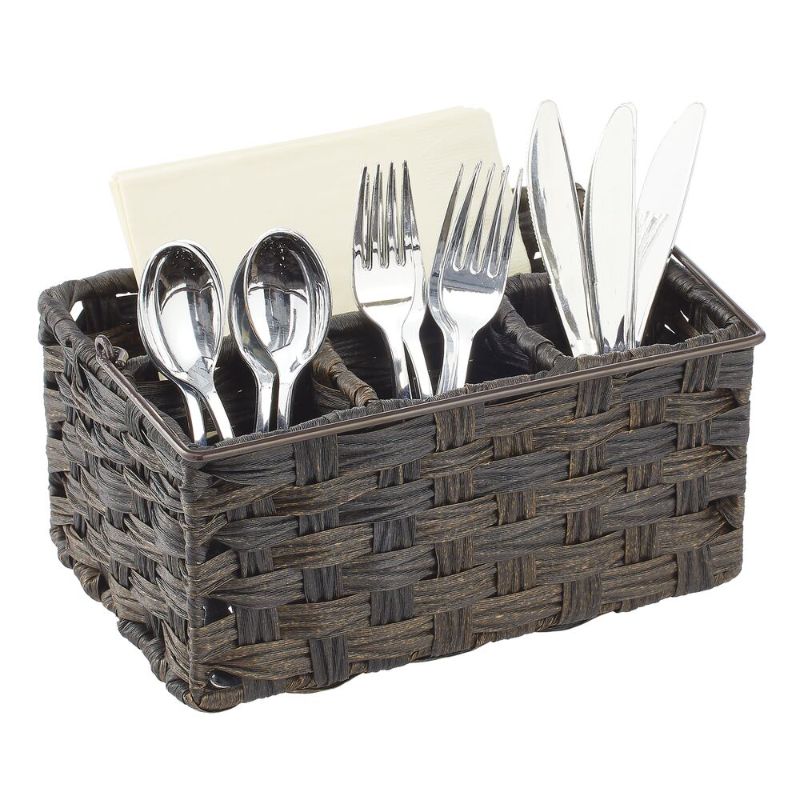 Photo 1 of  Plastic Woven Divided Cutlery Storage Organizer Caddy Tote