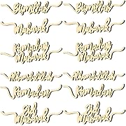 Photo 1 of 12 Pcs Ramadan Mubarak Wood Cutouts Ramadan Plate Sign Ramadan Kareem Wooden Word Cutouts Eid Mubarak Decorations 
