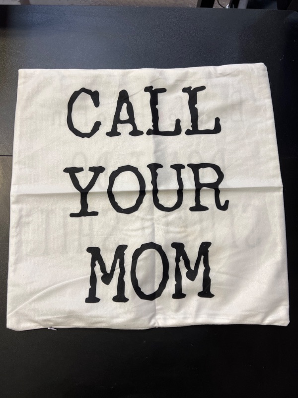 Photo 1 of "Call Your Mom" Reversible Pillow Cover - 1 Count - 18" x 18"