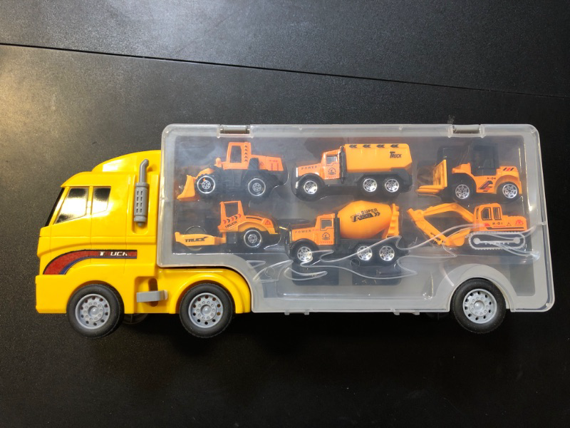 Photo 2 of 13 Piece Transport Toy Truck Set with 12 Mini Cars