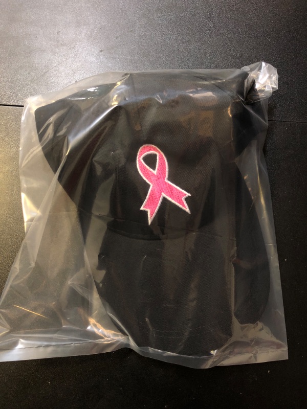 Photo 2 of Breast Cancer Awareness Hat - Black, Pink - One Size Adjustable