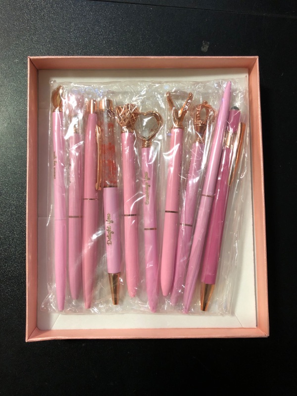 Photo 2 of 10 Pcs Ballpoint Gift Pen Set Crystal Diamond Pen Fancy Glitter Pens with Diamonds on Top Pretty Writing Ballpoint Pens with Gift Box for Women Office Boss Lady Gifts (Pink)