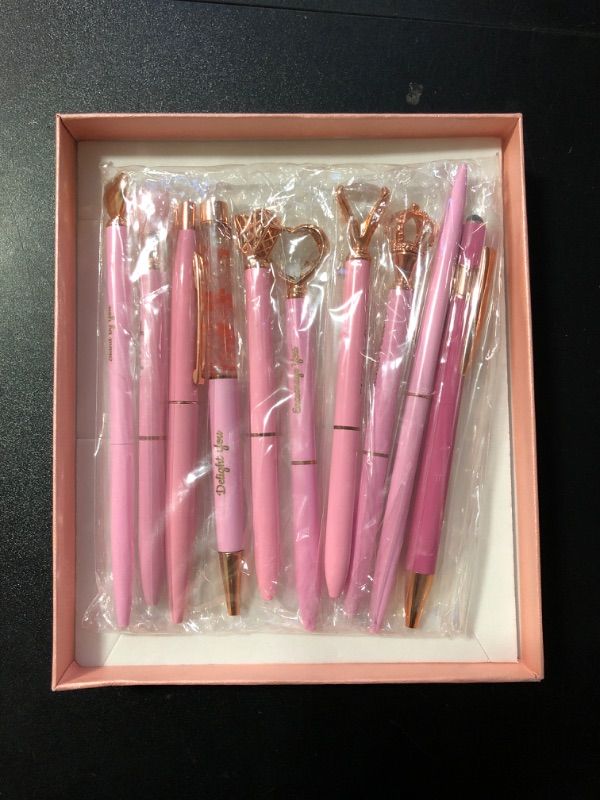 Photo 2 of 10 Pcs Ballpoint Gift Pen Set Crystal Diamond Pen Fancy Glitter Pens with Diamonds on Top Pretty Writing Ballpoint Pens with Gift Box for Women Office Boss Lady Gifts (Pink)