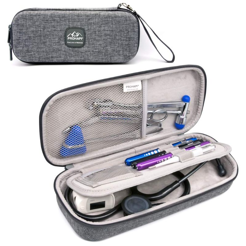 Photo 1 of Hard Stethoscope Case, Large Stethoscope Carrying Case with ID Slot, Compatible with 3M Littmann/ADC/Omron/MDF Stethoscope Includes Mesh Pocket for Nurse Accessories (Volcanic Grey)
