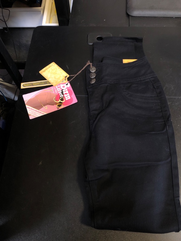 Photo 1 of & Company Women Butt Lift 3 Buttons Wide High Waist Stretch Denim Skinny Jeans with Short/Long Inseam 5 Long Black