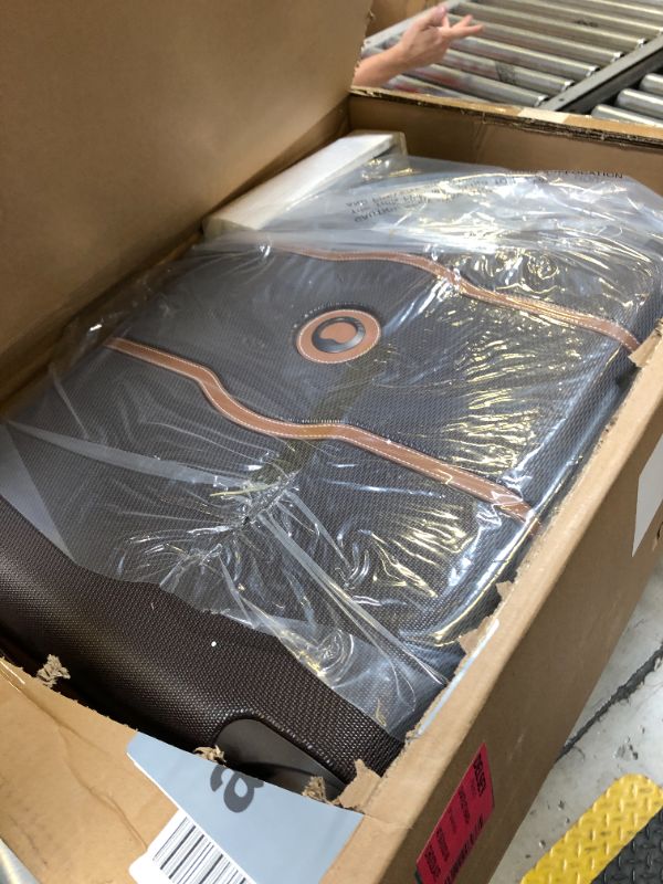 Photo 1 of DELSEY Paris Chatelet Hard+ Hardside Luggage with Spinner Wheels, Chocolate Brown, Checked-Medium 24 Inch Chocolate Brown Checked-Medium 24 Inch