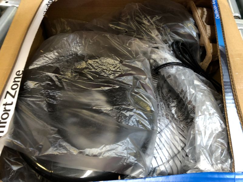 Photo 1 of Comfort Zone Oscillating Table Fan with Adjustable Tilt, Convenient Push Button Controls, Quiet, 16 inch, 3 Speed, Desk Fan, Airflow 15.75 ft/sec, Ideal for Home, Bedroom, Dorm & Office, CZ161BK Black