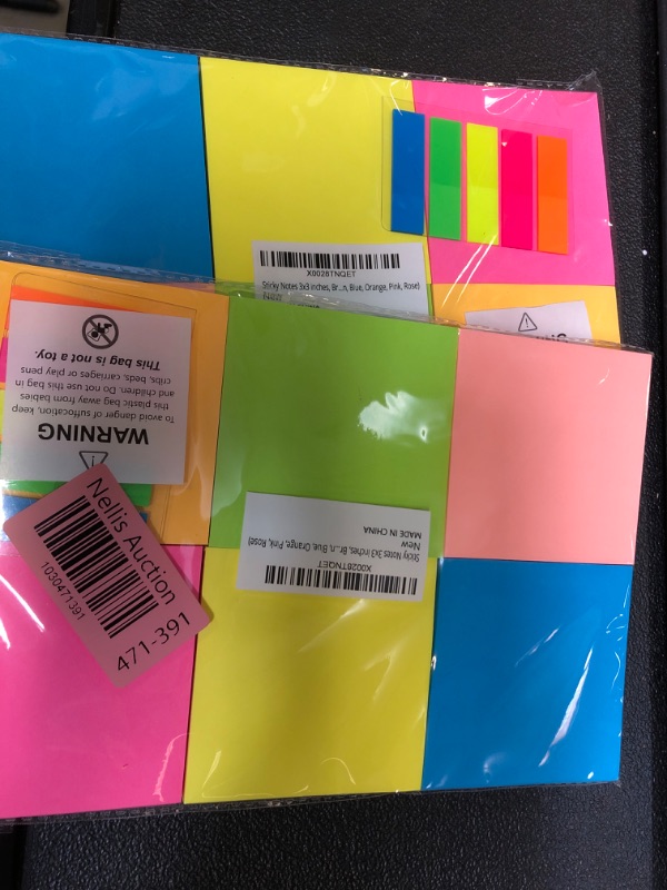 Photo 2 of (6 Pack) Sticky Notes 3x3 in Bright Colored Super Self Sticky Pads - 100 Sheets/Pad - Easy to Post for School, Office Supplies, Desk Accessories 2PCS