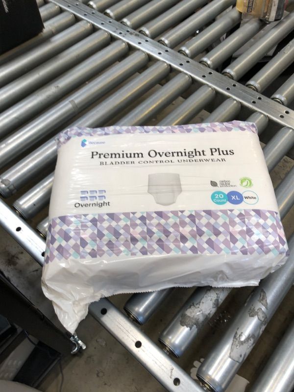 Photo 2 of Because Overnight Absorbency Pull Ups - Adult Disposable Incontinence Underwear, Extra Absorbent Nighttime Pull Ups for Men and Women, White, XLarge, 20 Count X-Large 