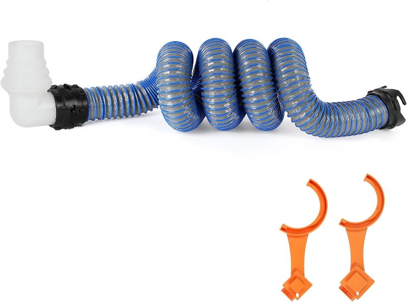 Photo 1 of 15FT RV Sewer Hose, EXTREME Heavy Duty TPE Material for Abrasion Resistance and Crush Protection, Camper Sewer Hose Kit with Pre-Attached Bayonet Fittings, 4-in-1 Adapter Elbow and Wrench
