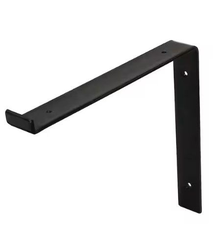 Photo 1 of 12 in. Black Steel Shelf Bracket for Wood Shelving
