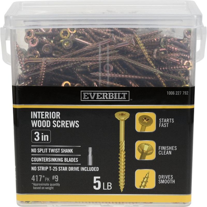 Photo 1 of #9 X 3 in. Star Drive Flat Head Interior Wood Screws 5 Lbs.-Box (417-Piece)
