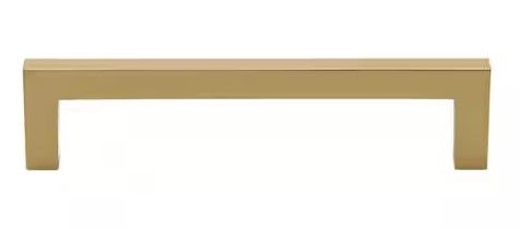 Photo 1 of 5 in. Brass Gold Solid Square Slim Cabinet Bar Pull (10-Pack)
