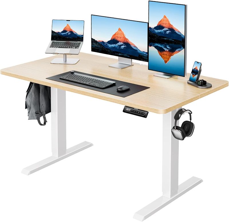 Photo 1 of *PARTS ONLY** HUANUO 48" x 24" Electric Standing Desk Adjustable Height, 4 Memory Height Settings, Headphone Hook, Cable Manager, Sit Stand Up Desk for Home Office & Computer Workstation, Natural
