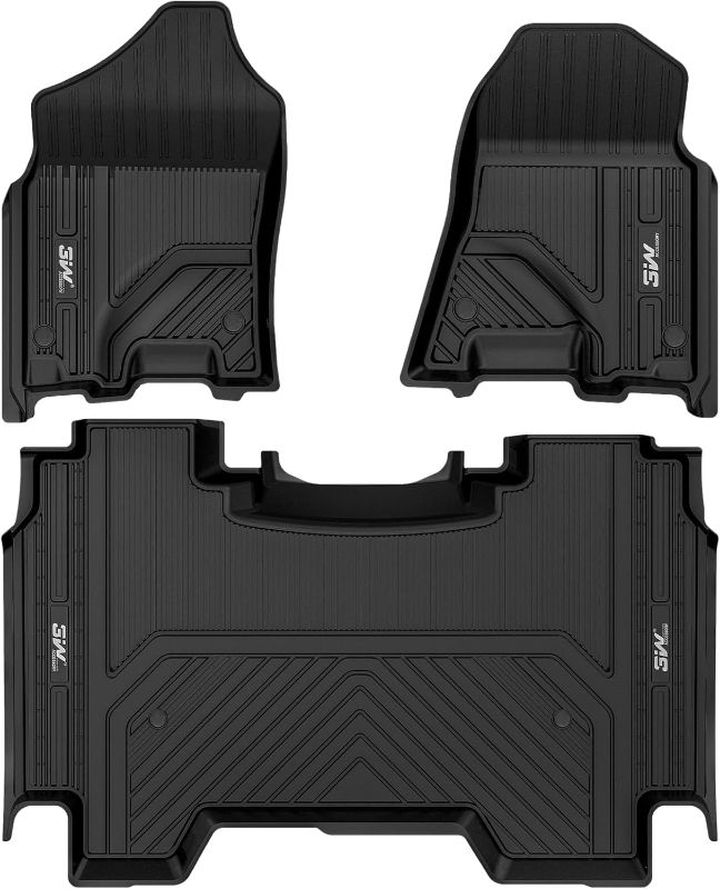 Photo 1 of 3W Floor Mats Fit for 2019-2024 Dodge Ram 1500 Crew Cab New Body (NOT Classic Models) Without Storage, TPE All Weather Custom Fit Floor Liner for Ram 1500, 1st and 2nd Row Full Set Car Mats
