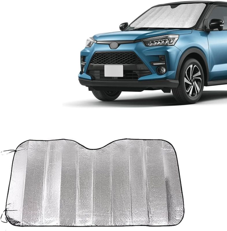 Photo 1 of 1 PC Car Front Windshield Sunshade, 51.18" x 23.62" Thickened Foldable for Easy Storage Insulated Reflective Foam Sunshade, Summer Essentials Accessories, Suitable for Cars, SUVs (Silver)
