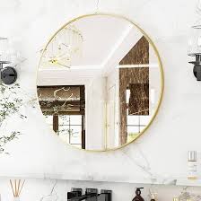 Photo 1 of 16 Inch Round Mirror, Black Metal Frame Circle Mirror, Wall Mirror for Entryway, Bathroom, Vanity, Living Room, Round Wall Mirror, Black
